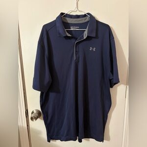 Under Armour Men's Navy Blue Polo with Contrasting Collar Trim XLT